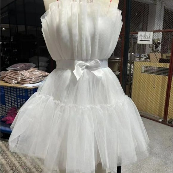 Elegant Mesh Rose Dress Ball Gown Mini Dress - Picture 3 of 7